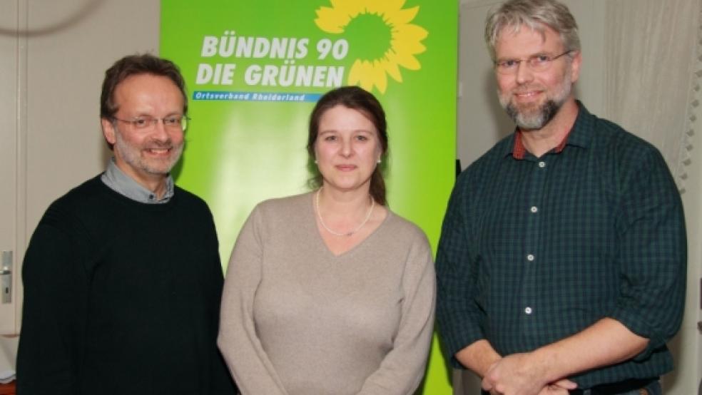 Der neue Vorstand des Ortsverbandes Rheiderland der Grünen (von links): Lutz Drewniok, Hannelore Wloka-Schoon und Friedrich Bruns. © Foto: privat