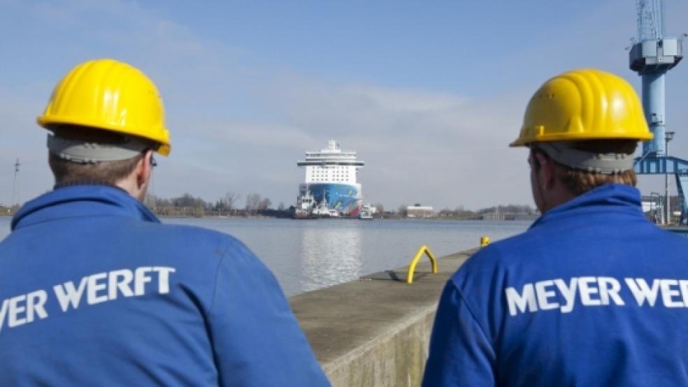 Nicht nur die Arbeiter der Meyer Werft, sondern auch die Beschäftigten mit Werkverträgen sollen einen Tariflohn erhalten. © Foto: Meyer Werft