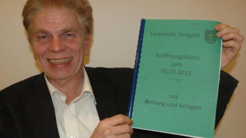 Martin Schilling und seine Mitarbeiter waren dreieinhalb Jahre mit der Eröffnungsbilanz der Gemeinde Jemgum beschäftigt. Nun legte der Kämmerer den Jemgumer Ratsmitgliedern das Ergebnis vor. © Foto: Szyska