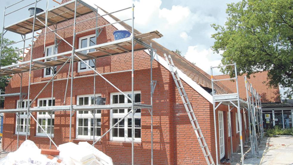 Der Anbau des Kindergartens »Bunte Welt« steht kurz vor der Fertigstellung. © Foto: Hoegen