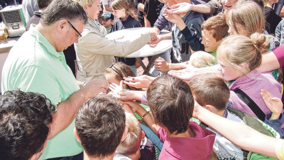 Heiß begehrt waren bei den Kindern die Müggenmarkt-Freikarten. © Foto: Boelmann