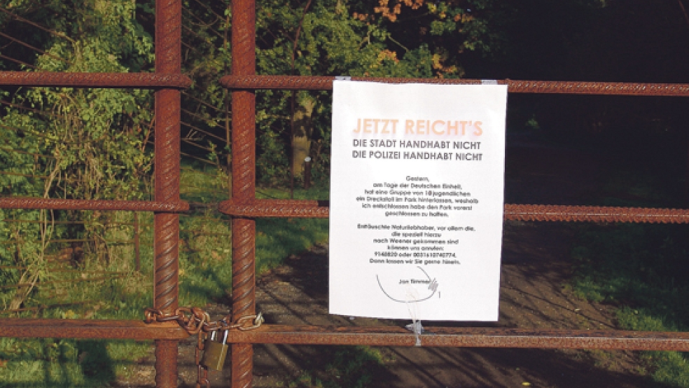 Der Hessepark in Weener bleibt vorerst geschlossen. Das Areal ist ein weiteres Mal von Jugendlichen verwüstet worden.  © Foto: Boelmann