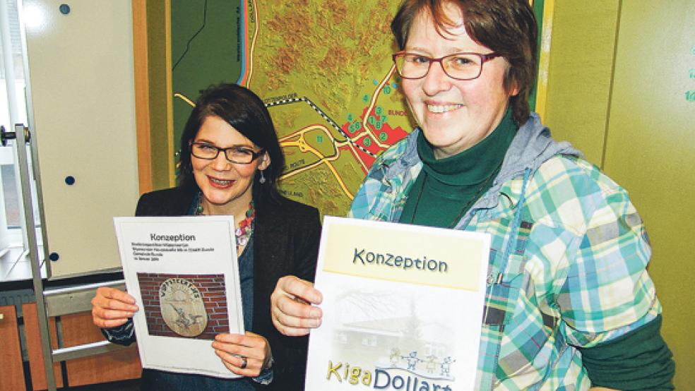 Erarbeiteten neue Konzepte: Mitchico von Felbert (Kindertagesstätte Wymeer, links) und Ute Giese (Kindertagesstätte Dollart). Die Mitglieder des Jugend- und Sportausschusses verabschiedeten ihre Entwürfe einstimmig.  © Foto: Boelmann