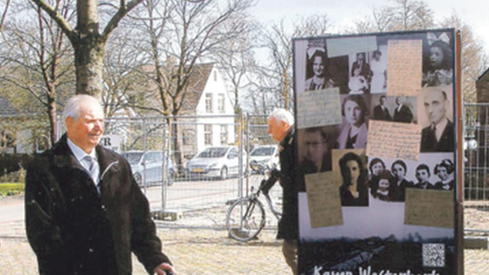 Franz Marheineke aus Weener enthüllte als Zeitzeuge eine Stele am Bahnhof in Bad Neuschanz, die als Mahnmal an die ­Deportationen in die NS-Vernichtungslager erinnern soll.  © Foto: privat