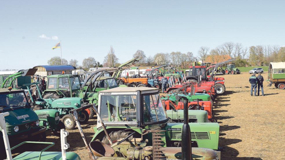 Dicht an dicht drängten sich die Tecker und landwirtschaftlichen Gerätschaften beim Oldtimertreffen in Wymeer.  © Foto: Klemmer