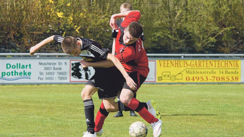 Trickreich und akrobatisch gingen die Bunder um Lukas Kappernagel in die Zweikämpfe. © Foto: Mentrup