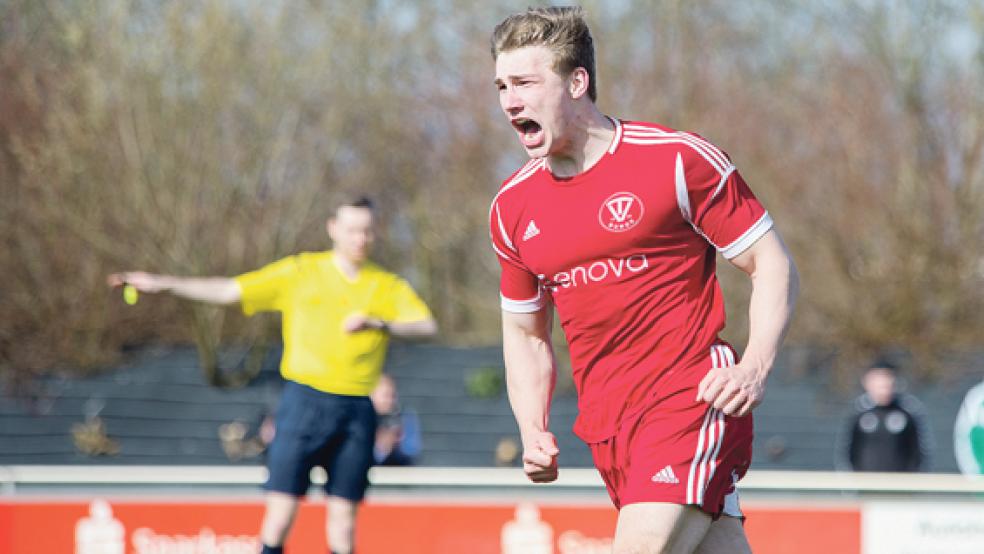 Seine Freude über Tore schreit Eike Schmidt auch in der kommenden Saison im Bunder Trikot heraus. © Foto: Mentrup