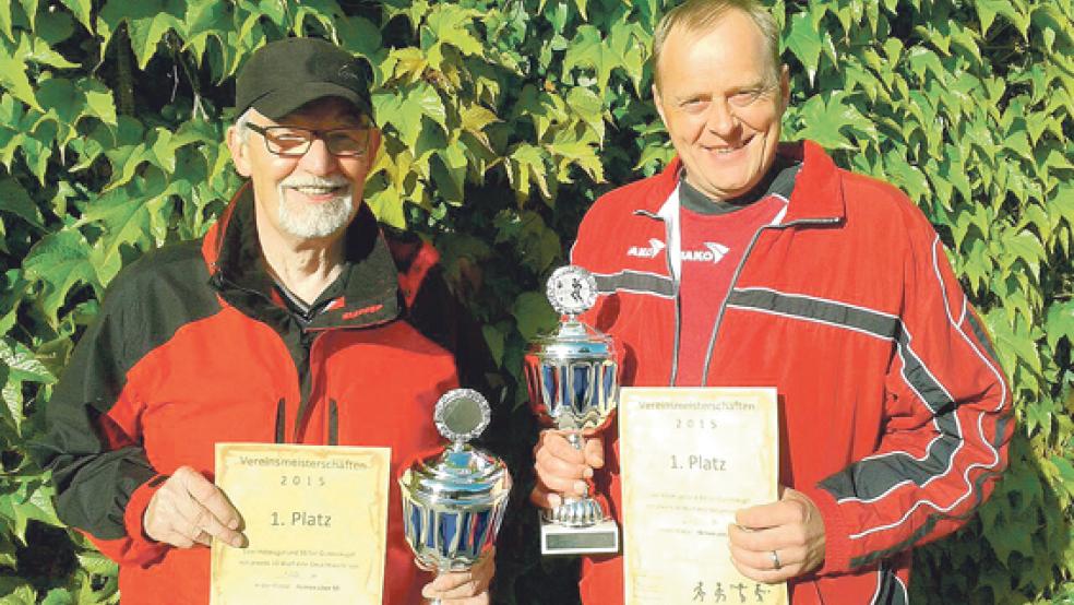 Teutonias Boßel-Vereinsmeister: Cobus de Buhr (l.) und Udo Hassler. © Foto: privat