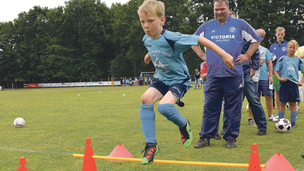 Hoch hinaus ging es für die Teilnehmer des Erlebnis-Fußballcamps in Möhlenwarf im Koordinations-Parcours. © Foto: Bruins