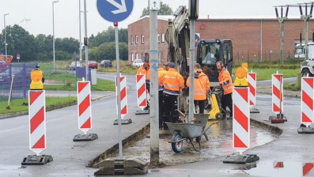 Verkehrsinsel weicht für Windkraftanlage