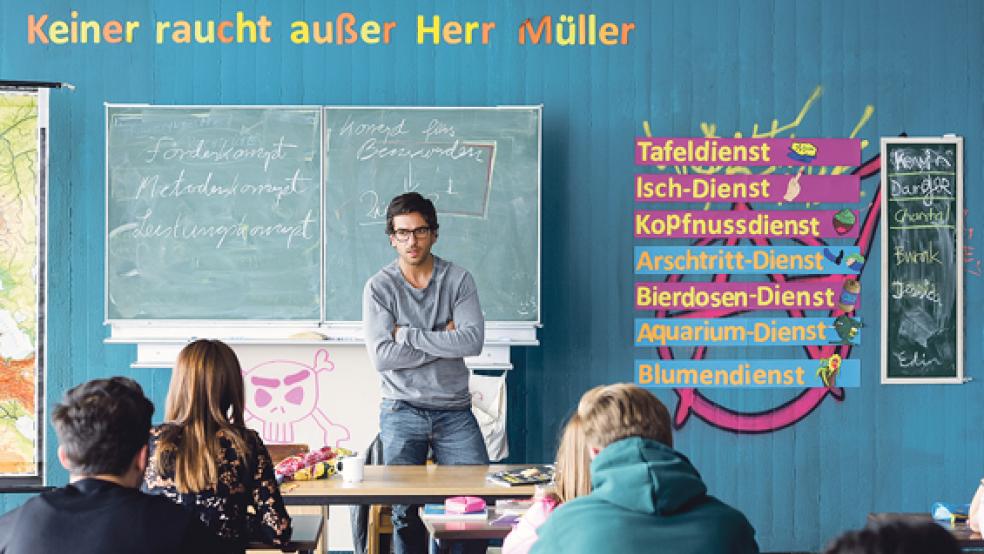 Vom Knacki zum Kollegiumsmitglied: Zeki Müller (Elyas M‘Barek) hat sich überreden lassen, die gefürchtete Klasse 10b der Goethe-Gesamtschule bis zum Abitur weiter zu betreuen.  © Foto: Constantin Film