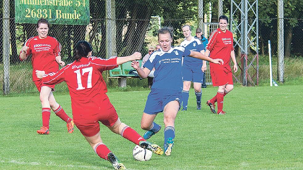 Ein starkes Angriffsspiel zogen Heidjerinnen um Meike Pleis (in Blau) auf. © Foto: de Winter