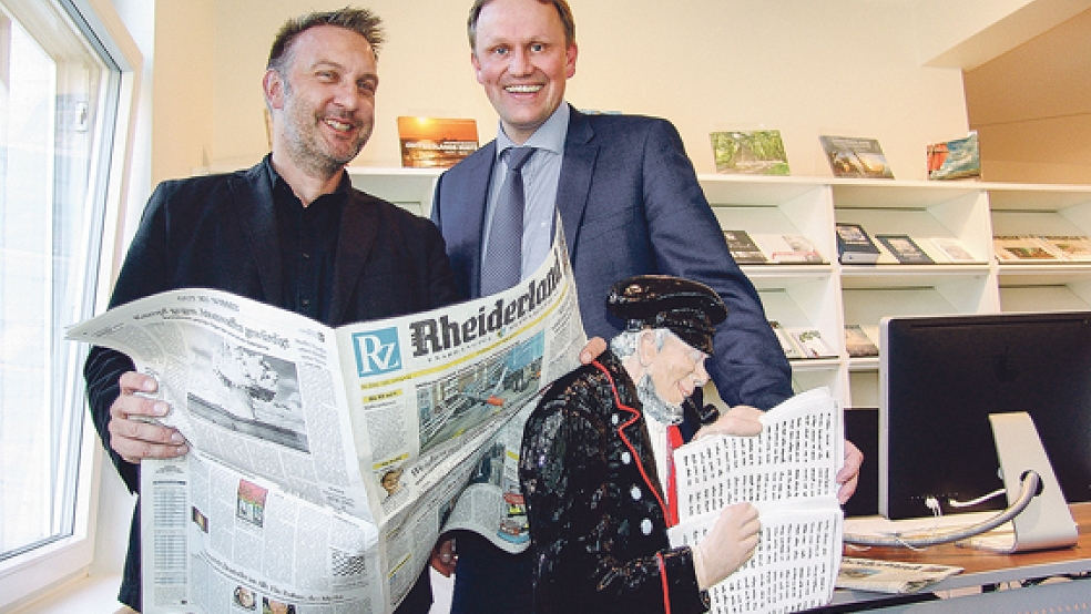 CDU-Europaabgeordneter Jens Gieseke (rechts) stattete RZ-Chefredakteur Kai-Uwe Hanken am Freitag einen Besuch ab.  © Foto: Boelmann 
