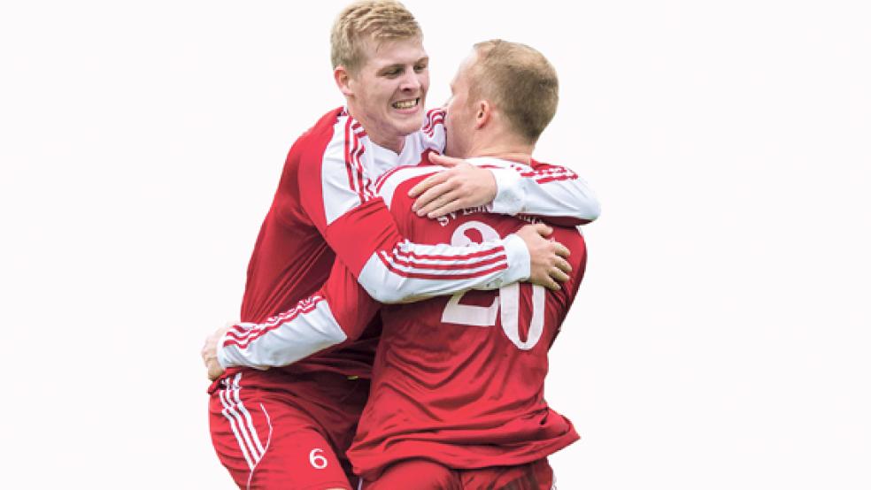 Jemgumer Jubel - hier von Nils van Loh (l.) und Matthias Giertz - war 2015 häufig zu sehen. © 