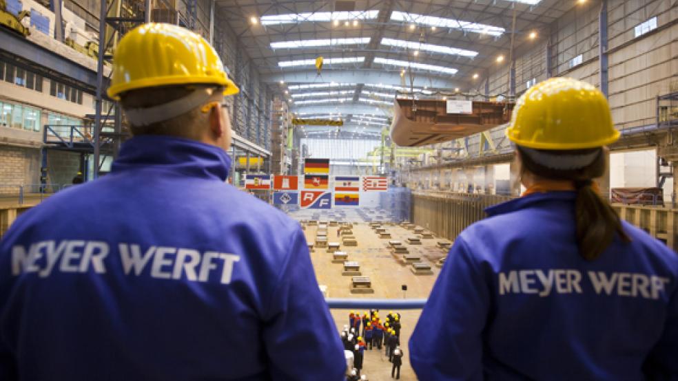 Auf der Meyer Werft in Papenburg rumort es weiter. © Foto: Meyer Werft