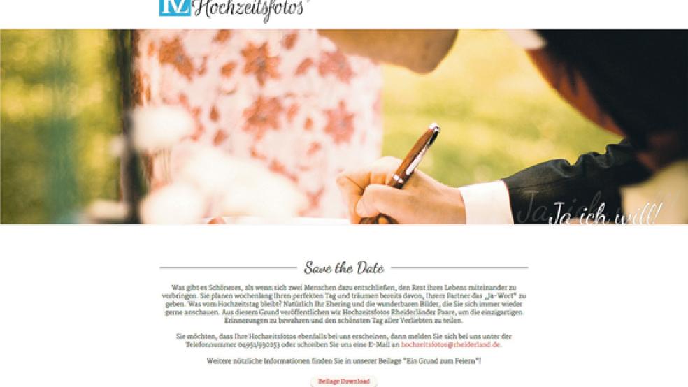 Unter www.hochzeitsfotos.rheiderland.de warten traumhafte Momente auf die Besucher. © Foto: RZ Online