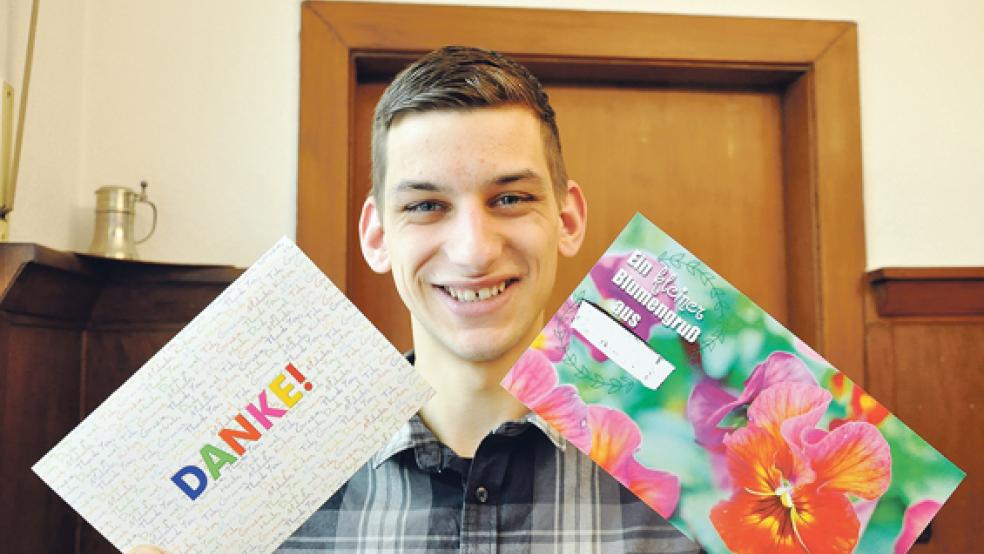 Timo Meeuw aus Möhlenwarf hat vor fast zwei Jahren Stammzellen gespendet. Der Rheiderländer steht mit der Empfängerin im Briefkontakt. In diesem Sommer möchte er die junge Frau gerne persönlich treffen.  © Foto: Boelmann