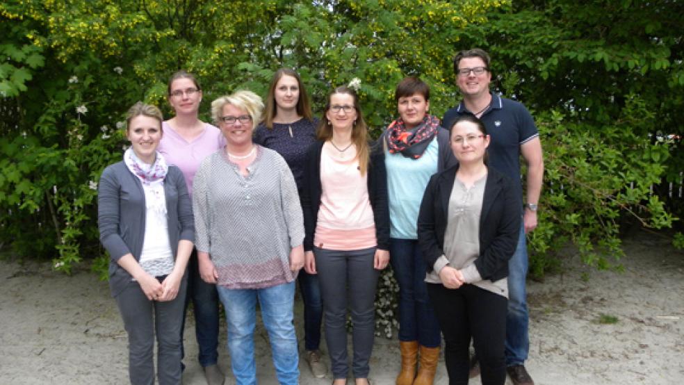 Dem neuen Vorstand des Kindergartens Holthusen gehören an (von links) Maren Brake (1. Vorsitzende), Regine Muising (Beisitzerin), Maike Muising (Beisitzerin), Inga Fürst (Kassenwartin), Melanie Kruse (2. Vorsitzende), Marion Kratzenberg (Beisitzerin), Tatjana Sankowski (Schriftführerin) und Daniel Metelerkamp (Beisitzer). © Foto: privat
