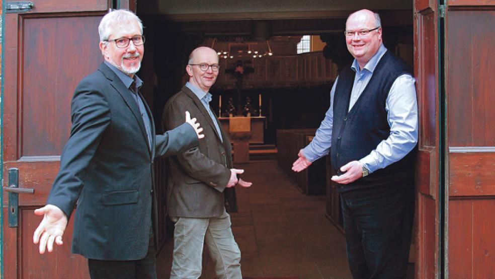 Laden (von links) zur Kulturnacht ein: Burghard Klemenz, Uwe Wiarda und Dr. Andreas Robben.  © Foto: Dübbel