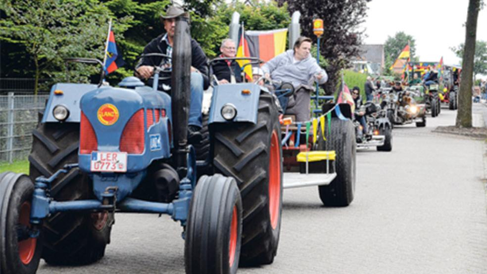 Mit vielen Wagen war der Umzug durch das Dorf ein Highlight der Sportwoche. Hier präsentierten sich Vereine und Gruppe aus Holthusen. © Fotos: de Winter (5), Schulte (4)