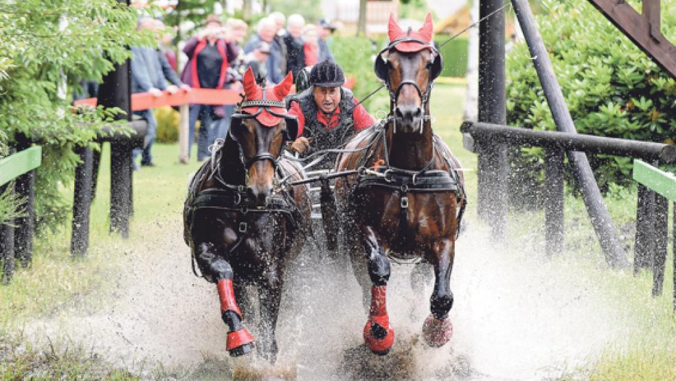 Ordentlich zur Sache ging es bei den Geländefahrten beim Turnier in Moorlage. © Foto: Gleich