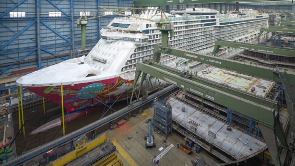 Die »Genting Dream« wird am kommenden Sonnabend das Baudock der Meyer Werft verlassen. © Foto: Meyer Werft