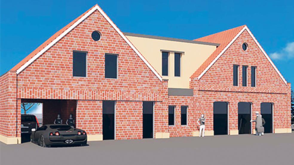 Die Computer-Grafik zeigt, wie das Unternehmensgebäude in Nendorp im Frühjahr aussehen soll. © Foto: Ideenwerkstatt Holtland