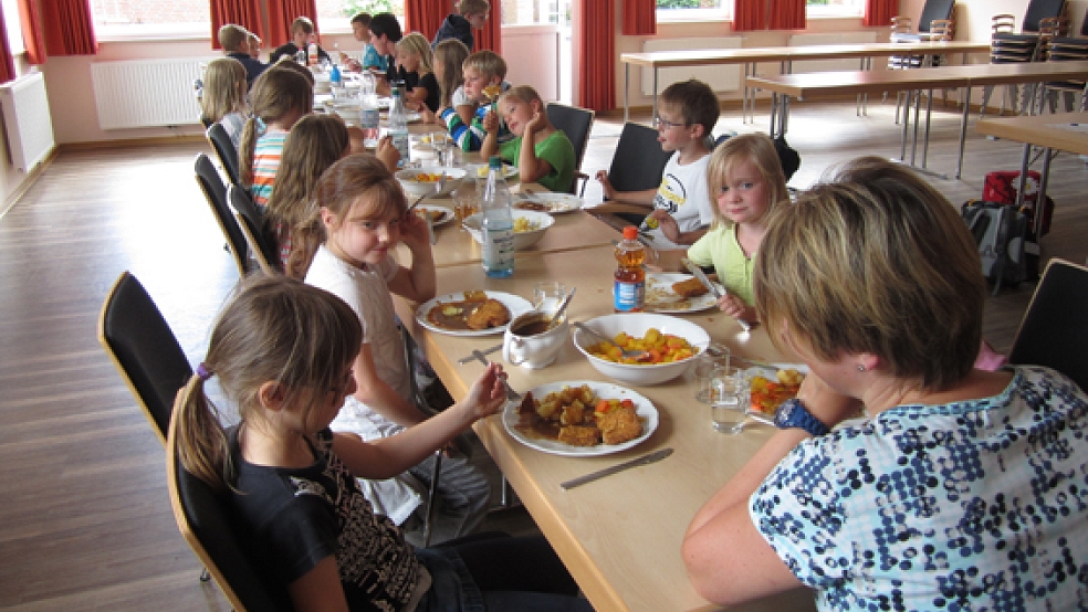 Die Grundschule Wymeer bietet vieles, so auch das gemeinsame Mittagessen im Rahmen des Ganztagsschul-Angebots. Schwimmunterrricht gibt es allerdings nicht. © Foto: privat