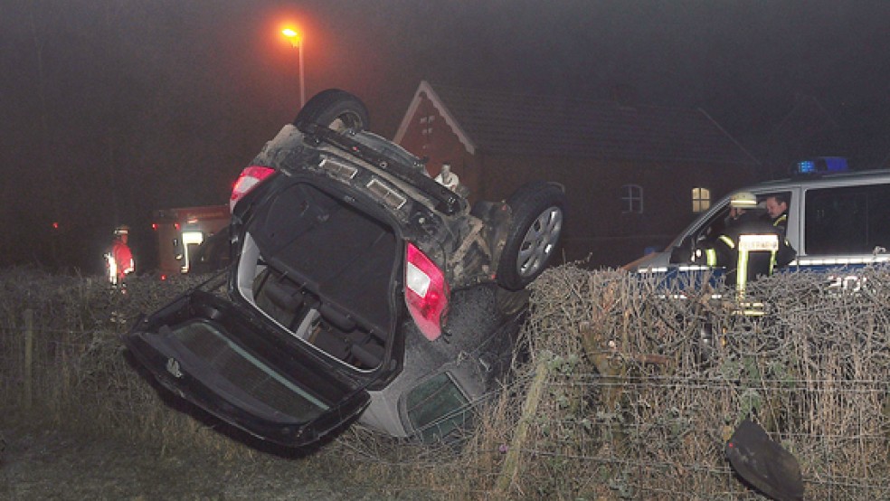 Überschlagen hat sich der Wagen einer 19-Jährigen am Dienstagmorgen in Mitling-Mark. © Foto: Wolters