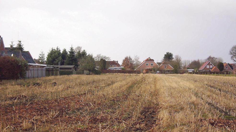 Auf rund 2,3 Hektar Gelände hinter dem Feuerwehrhaus in Stapelmoor können bis zu 22 Bauplätze entstehen. © Foto: privat