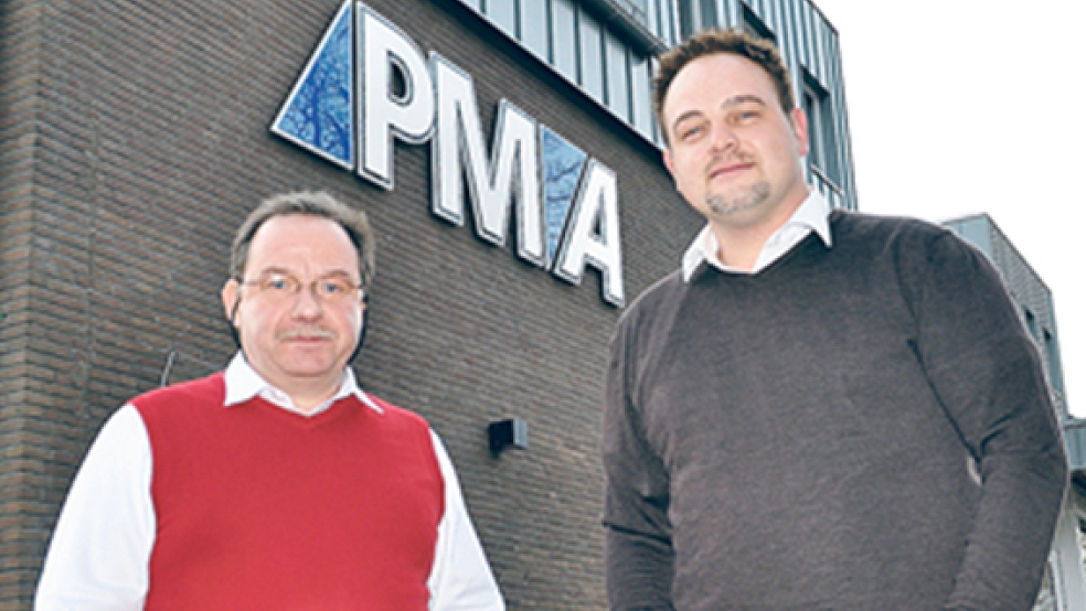 Enno Richerts (links) und Klaus Meyer sind die Geschäftsführer von PMA, die jetzt in Leer ihren Sitz hat. © Foto: Wieking