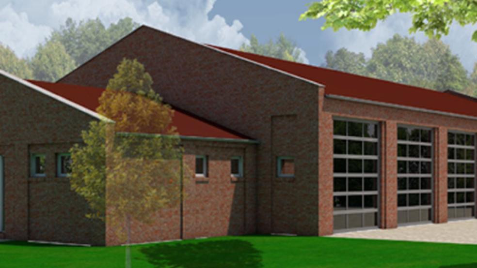 Dieser Anbau an das geplante Feuerwehrhaus in Ditzum soll Toiletten und Duschen aufnehmen. © Graphik: Architekt Woltermann