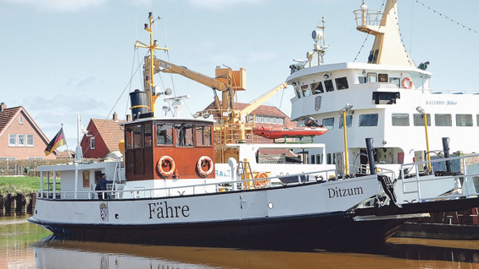 Die Ditzumer Emsfähre ist auf der Schiffswerft Diedrich in Oldersum gewartet worden. Morgen legt sie wieder ab. © Foto: Wolters