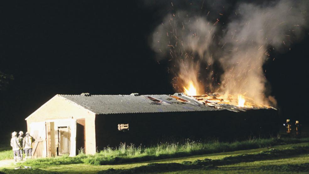 Die Scheune an der B 436 in Höhe Kukelborg bei Weener wird unter anderem als Brennholzlager genutzt. © Foto: Rand