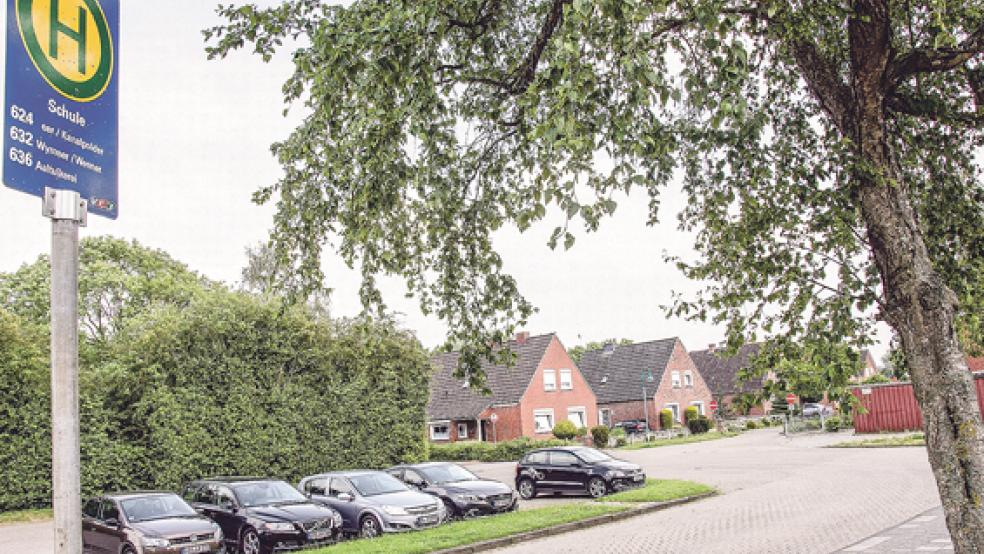 Der Bushalteplatz an der Oberschule wird bald umgestaltet. Unter anderem werden zwei Wartehäuschen errichtet.  © Foto: Hanken