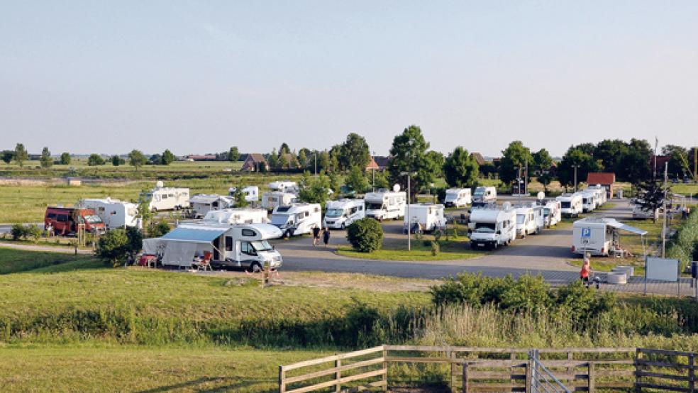 Wohnmobilisten wurden in Ditzum seit Ostern befragt. Erste Ergebnisse wurden jetzt im Ausschuss für Tourismus, Wirtschaftsförderung und Raumplanung vorgestellt.  © Foto: Boelmann