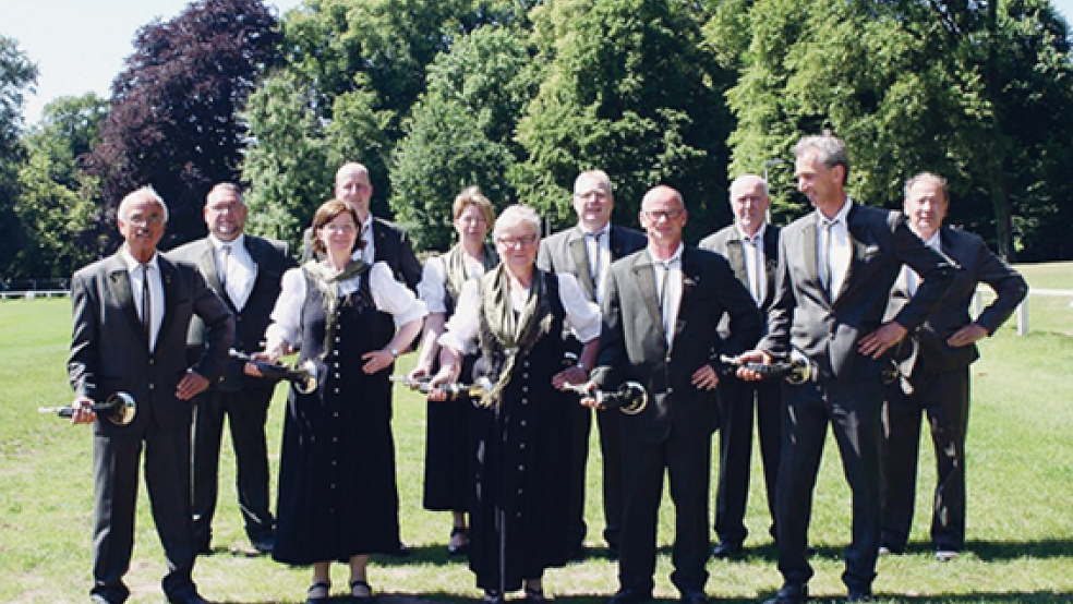 Die Jagdhornbläser aus Wymeer-Boen belegten mit ihrer Kür den 14. Platz. © Foto: privat