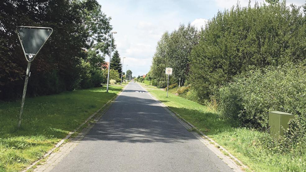 Der Kleidobben in Holthusen ist eine schnurgerade Straße, in der ein Tempolimit von 30 Stundenkilometern gilt. © Foto: Boelmann