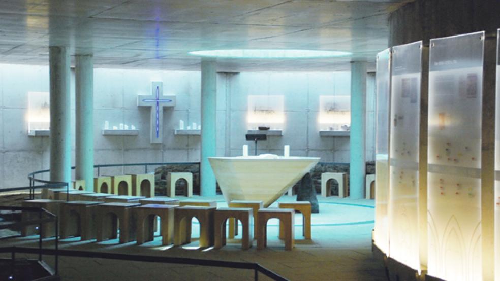 Der »Raum der Spurensuche« unter der Klosterstätte in Ihlow. Am Ort der ehemaligen Zisterzienser-Abtei wird die Ausstellung »Trans(re)formation« ebenfalls gezeigt. © Archivfoto: Hanken