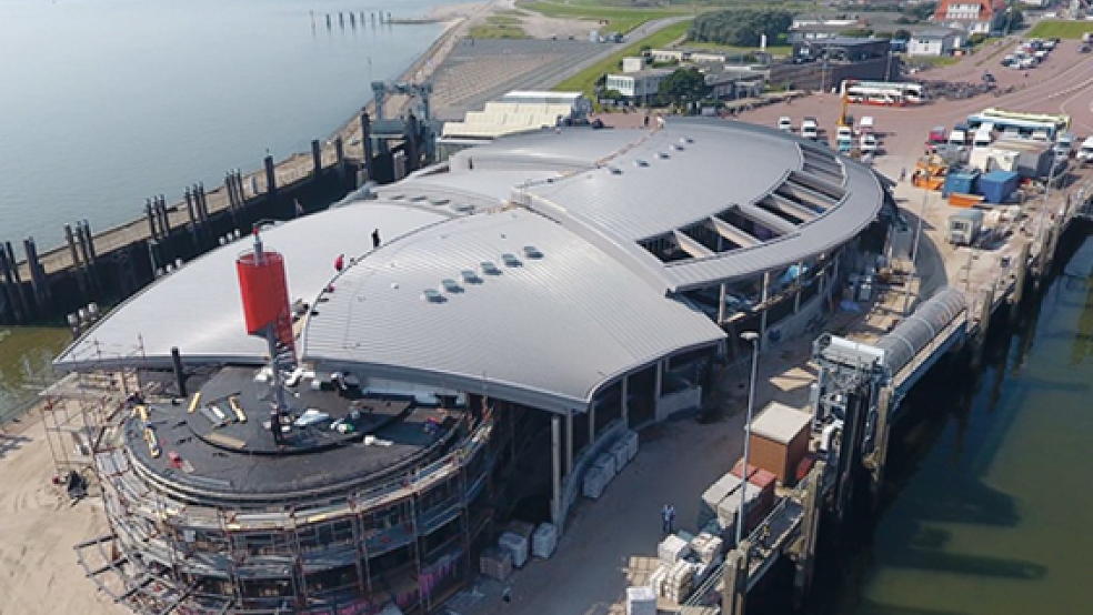 Das neue Fährterminal der Reederei Norden-Frisia aus der Vogelperspektive. © Foto: privat