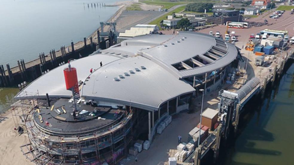 Das neue Fährterminal der Reederei Norden-Frisia aus der Vogelperspektive. © Foto: privat