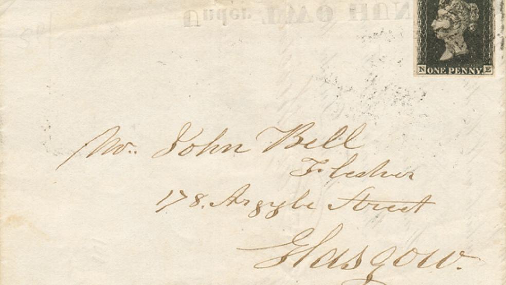 Die »Penny Black« - hier als Postwertzeichen auf einem Brief aus dem Jahr 1841 - ist die erste Briefmarke der Welt und wurde am 1. Mai 1840 erstmals ausgegeben. © Foto: privat