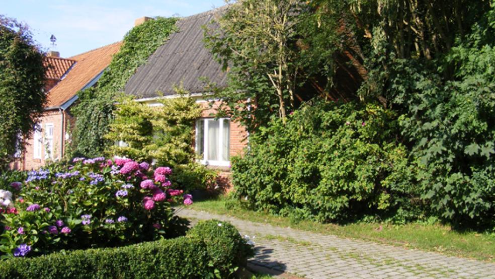 Da stand es noch: Die Rheider Deichacht hat ihr Haus »Kirchring 13« in Pogum jetzt abgerissen. © Archivfoto: Szyska