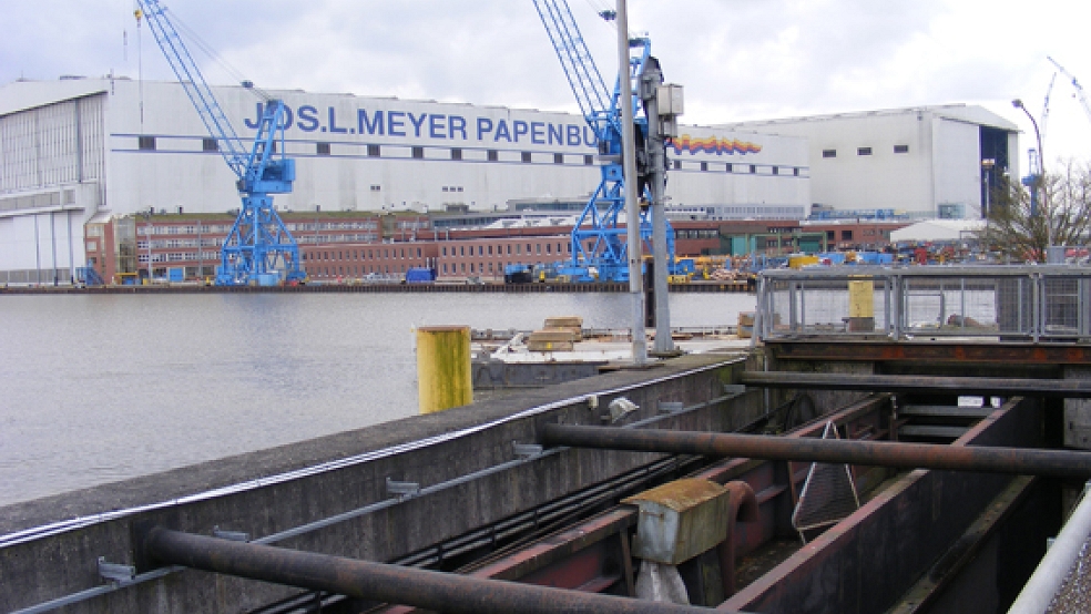 Auf der Meyer Werft kam es zu dem tödlichen Arbeitsunfall. © Foto: Szyska