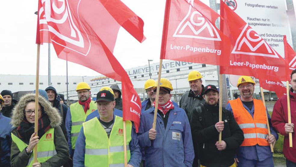 Die IG Metall Küste hat Warnstreiks ab dem 10. Januar angekündigt. Aller Voraussicht nach wird davon auch die Meyer Werft in Papenburg betroffen sein. © Foto: RZ-Archiv