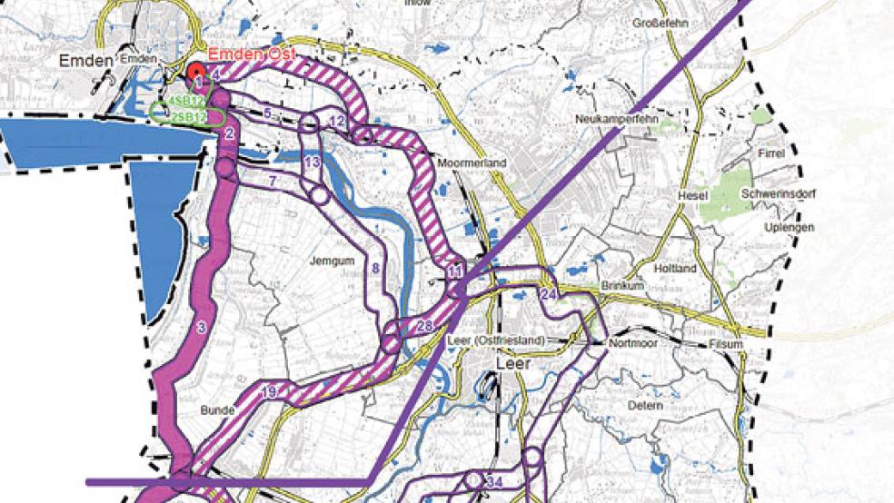 Der Netzbetreiber »Amprion« will von Emden nach Nordrhein-Westfalen eine neue Stromtrasse bauen. Davon betroffen ist auch das Rheiderland.  © Foto: Amprion
