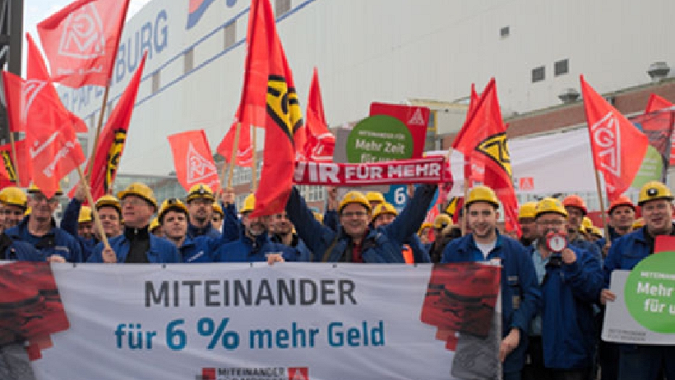 Streik bei der Meyer Werft: 1600 Beschätigte beendeten heute ihre Schicht zwei Stunden früher. © Foto: IG Metall