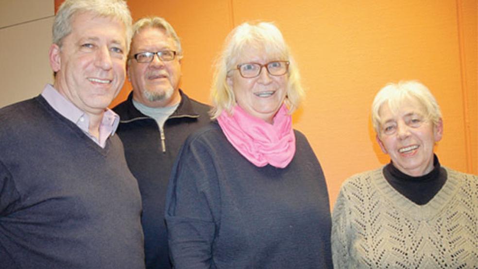 Den Vorstand des Bürgervereins bilden (von links) Schriftführer Walter Eberlei, der 2. Vorsitzende Hinderk Wurps, Kassenführerin Gisela Hochmann und die 1. Vorsitzende Henriette Remmers. Sie wurden allesamt einstimmig gewählt. © Foto: Szyska
