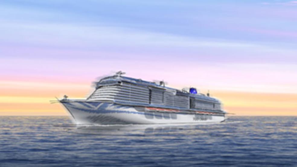 Diese Computergraphik zeigt, wie der Kreuzfahrtschiff-Neubau für P © Graphik: Meyer Werft