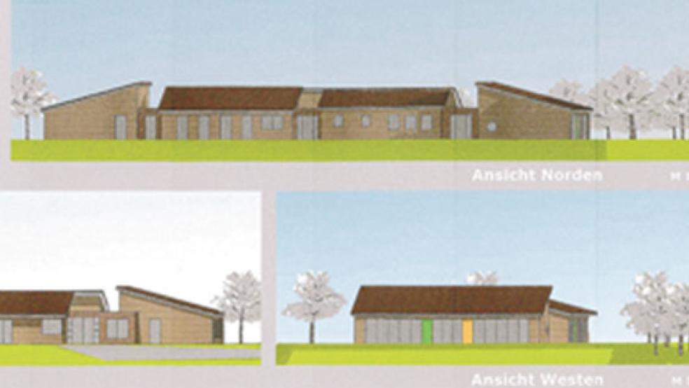 So soll die neue Kindertagesstätte an der Floorenstraße in Weener nach ihrer Fertigstellung aussehen. Die Lebenshilfe will bis zum 1. August zumindest einen Teil des Gebäudes in Betrieb nehmen. © Graphik: 3D Architekturwerkstatt